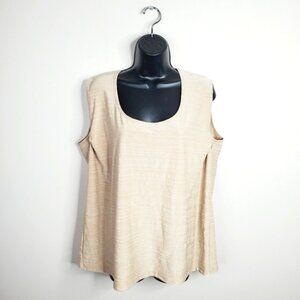 NWT Dressbarn Cream Stretch Coastal Lagenlook Boho Tank Top 3X